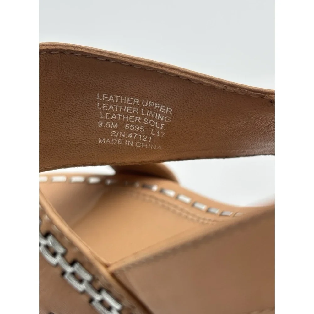 Tory Burch Reena Wedge‎ Sandals Womens 9.5M Tan Leather Embroidered Platform